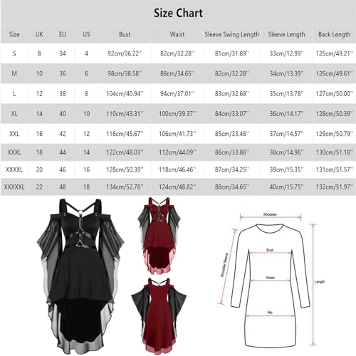 Robe de cocktail gothique chic midi à manches longues évasées - 4