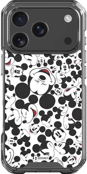 Skinit Clear Phone Case Compatible with iPhone 17 Pro - Officially Licensed Disney Mickey Mouse Logo Pattern Design