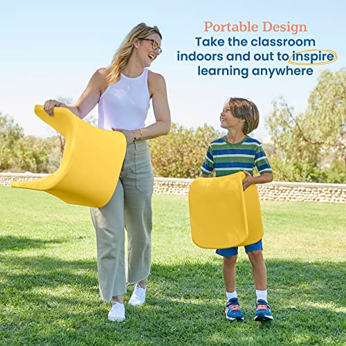 Image of ECR4Kids Wave Seat Perch Stool, 14in - 15.1in Seat Height, Flexible Seating, Yellow, 2-Pack