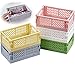 5 Pezzi Mini Pieghevole Cestini 15*10*5.8cm Cassette Pieghevoli in Plastica Multifunzione con Braccioli per Cucina, Camera da Letto per Giocattolo Scatola Portaoggetti