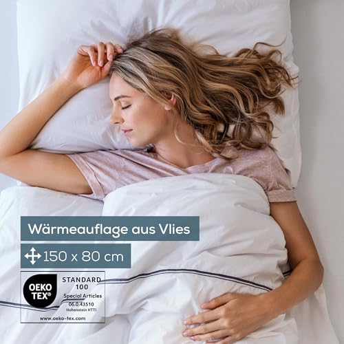 Beurer TS 17 Wärmeunterbett, weiches Vliesmaterial, rutschfest dank Fixierung mit Gummiband, 3 Temperaturstufen, 150x80 cm, Sicherheitssystem, abnehmbarer Schalter, maschinenwaschbar bei 30 °C, Grau