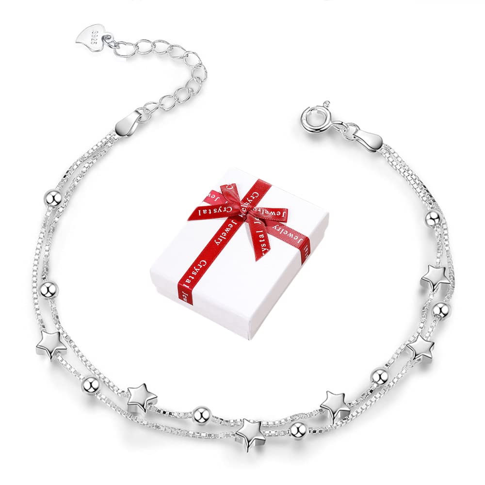 Braccialetti a catena con stelle in argento sterling 925 pregiati per
