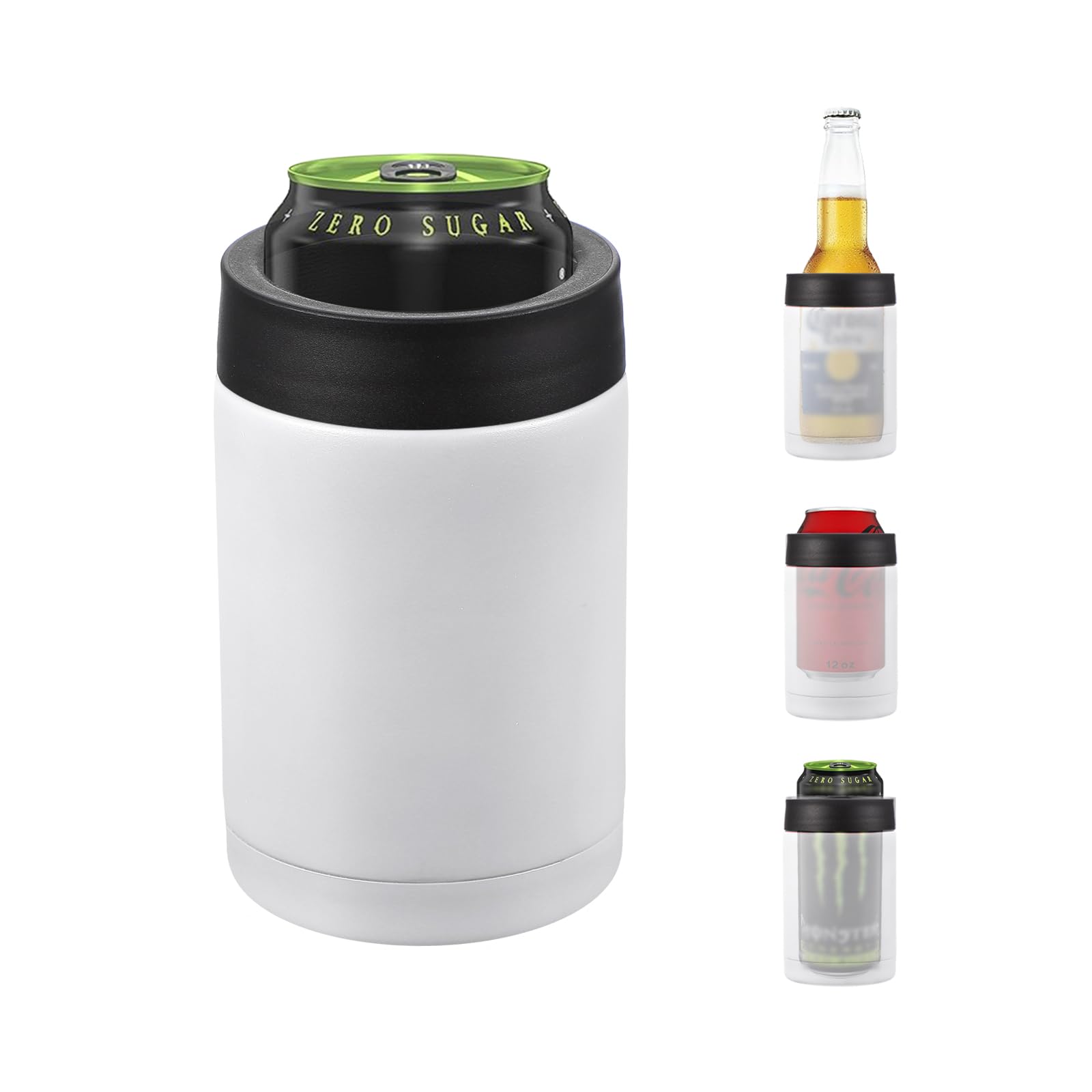 PATIKIL Raffreddatore per Lattine Sottile, 12oz Skinny Can Insulated Beer Sleeve Portabevande per Lattine e Bottiglie di Birra, Soda, Caffè, Lattine e Bottiglie Normali, Bianco