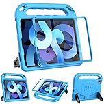 Surom Kids Case Built-in Screen Protector for iPad Air 8th/7th/6th Gen(M4/M3/M2) 11-inch 2026/2025/2024, iPad Air 5th 2022/4th Gen 2020 10.9", Shockproof Handle Stand Protective Cover, Blue