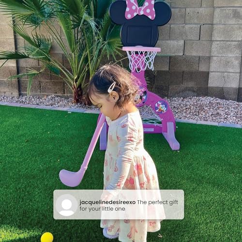 Delta Children Disney Minnie Mouse 4-in-1 Sports Center – Adjustable Easy Score Basketball Hoop, Soccer/Hockey Net and Golf Game, 4 Golf/Hockey Balls, Pink - image 7