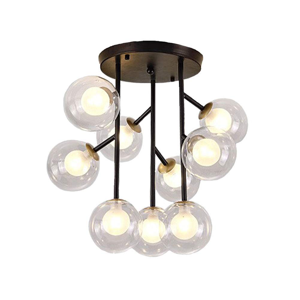 Nowoczesna lampa LED, 12 lampek nowoczesna czarna żelazna półwieczna lampa sufitowa retro lampa wisząca kompatybilna z kuchnią jadalnią salon ganek borridor