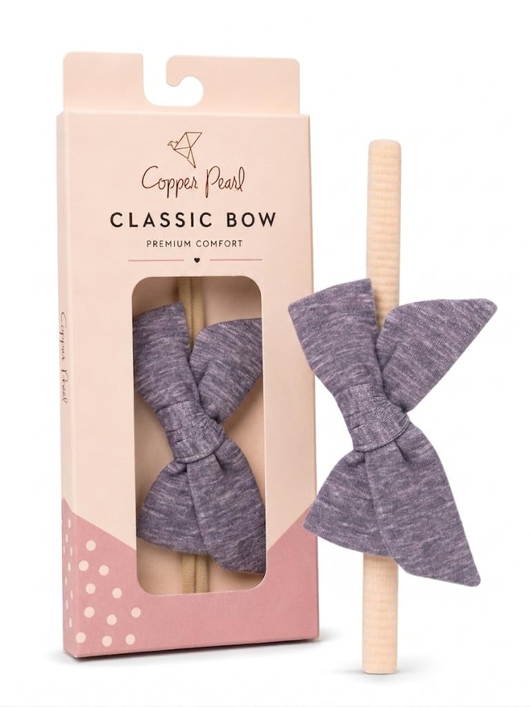Copper Pearl Classic Baby Bows Headbands for Baby Girls – Newborn Headband Bows, Infant Hair Bows for Baby Girl, Nylon Baby Girl Bows & Headbands, Violet