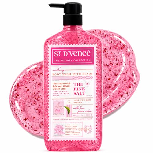 Image of ST. D'VENCE Himalayan Pink Salt Body Wash Shower Gel for Women & Men with White Water Lilly & Organic Aloe Vera| Moisturising Body Wash for Winter | Parabens & SLS Free- 700 ml