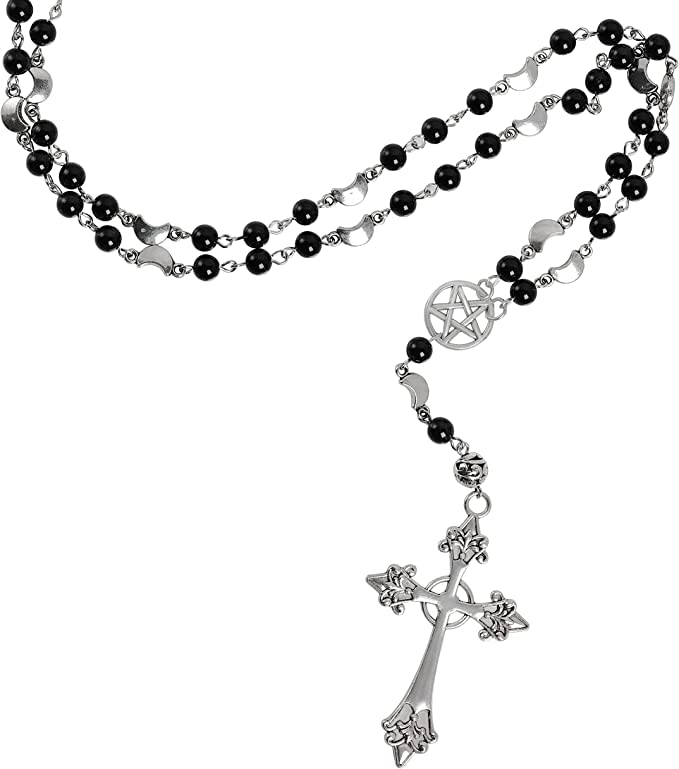 Ksix Gothic Bead Cross Necklace Cross Choker Layered Cross Choker