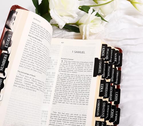 Black Bible Tabs for Men - Paper Index Tabs for Scripture Study & Chapter Markers, 66 Bible Tabs Old and New Testament and 24 Blank Custom Tabs — view 5