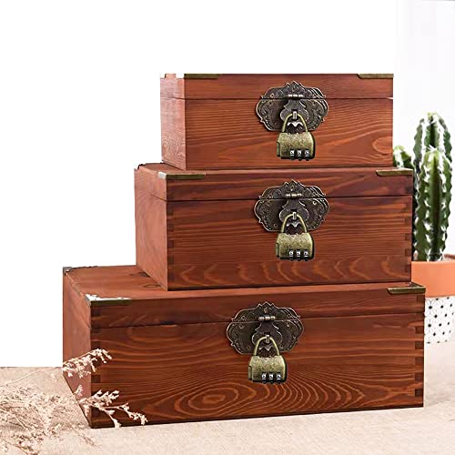 Image of 3Pcs Vintage Password Padlock, 3 Digit Combination Lock for Luggage | Antique Bronze Finish, Tool-Free Combo Reset, For Gym /School Lockers, Luggage, Drawers, Cabinets & Diaries, (Default: 000)