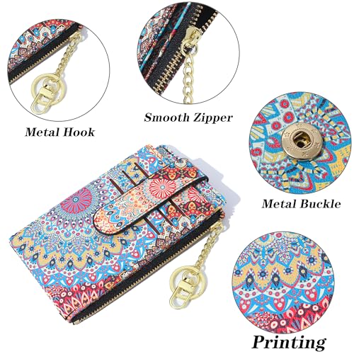 Image of Badiya Slim Women Wallet RFID Blocking Bifold Compact 9 Card Slots Holder Wallets Soft Leather with Zipper Coin Pocket 2 ID Window