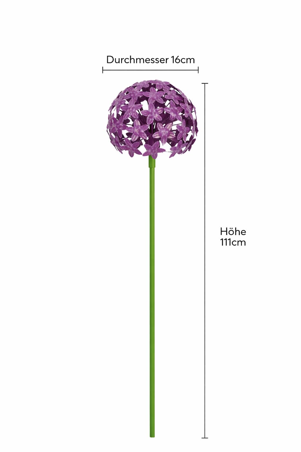 Allium Stick ArtFerro Purple – Metall-Gartenstecker lila, Ø16x16cm H111cm & Ø20x20cm H116cm 2er Set – Wetterfeste Gartendeko für Garten, Terrasse & Balkon