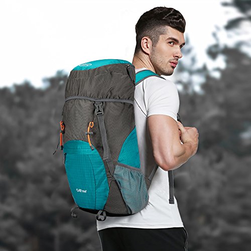 G4Free Lightweight Packable Hiking Backpack 40L Travel Camping Daypack Foldable (Grey/Green)