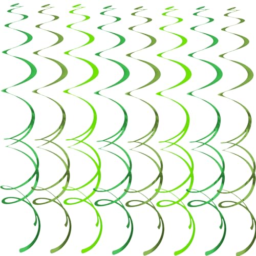 Image of 40Pcs Green Hanging Swirls Party Decorations Plastic Spirals Streamers Foil Ceiling Decor for Birthday St. Patrick's Green-Themed Parties Office Classroom Home