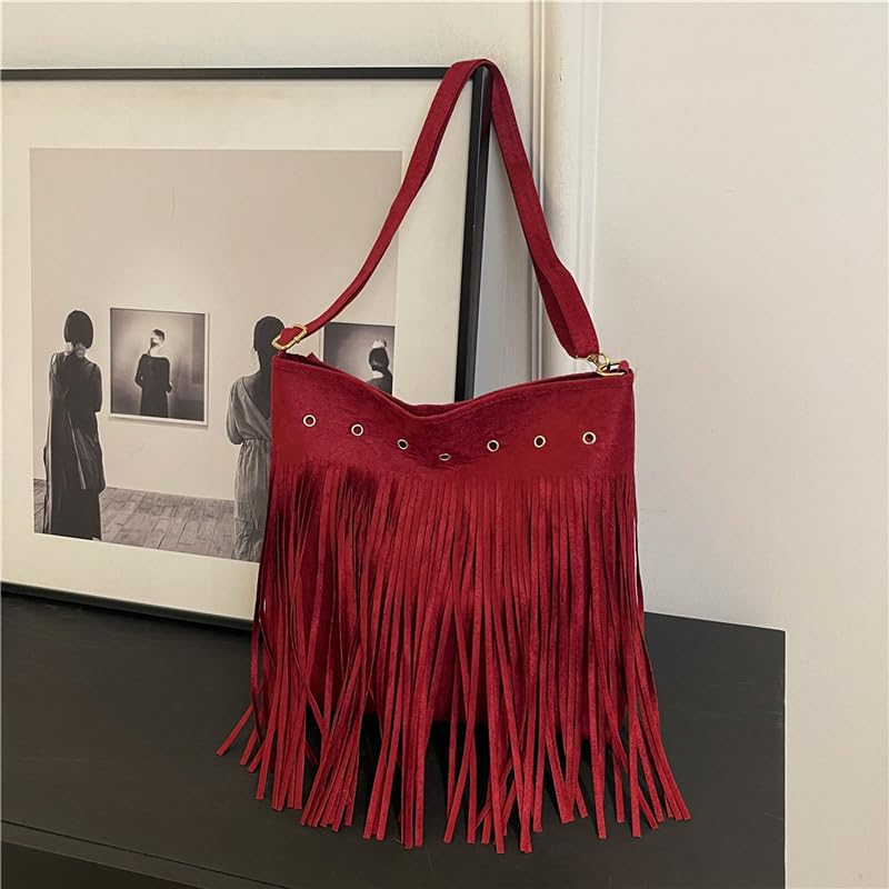 Women Tassel Shoulder Bag Adjustable Strap Suede Leather Retro Crossbody Bag Vintage Messenger Bag Female Shopping B2