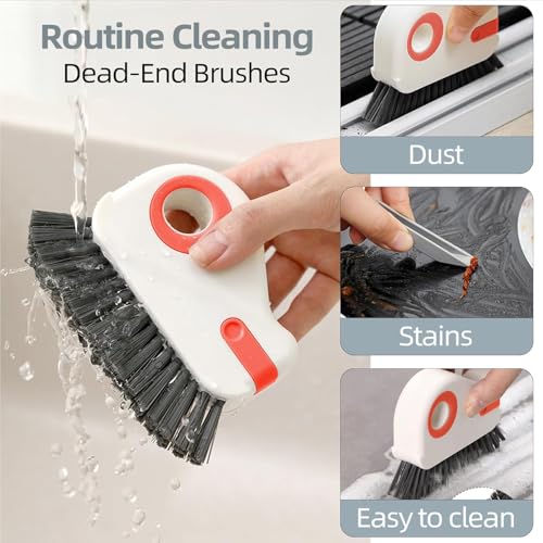 Image of Slyford 2 in 1 Groove Multifunction Cleaning Brush for Window & Sliding Door, Multifunction Grout Cleaner Tool for Window Sill, Channel, Kitchen Sink & Bathroom (Multi Colour)