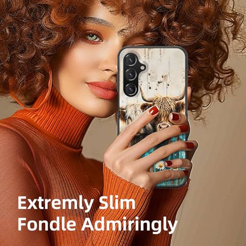 GFEWYTJYJ for Galaxy A16 5G Case,[10 FT Military Grade Drop Protection] Non-Slip Heavy Duty Shockproof Phone Case for Samsung Galaxy A16 5G 6.7 Inch 2024,Highland Cow with Daisy Floral - image 6