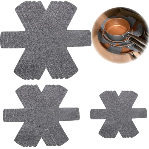 Gebrazy Lot de 12 Protections De Poêle en Feutre - Résistant à La Chaleur - Protection Empilable - Taille Réglable - Protection Antidérapante pour Poêles,...