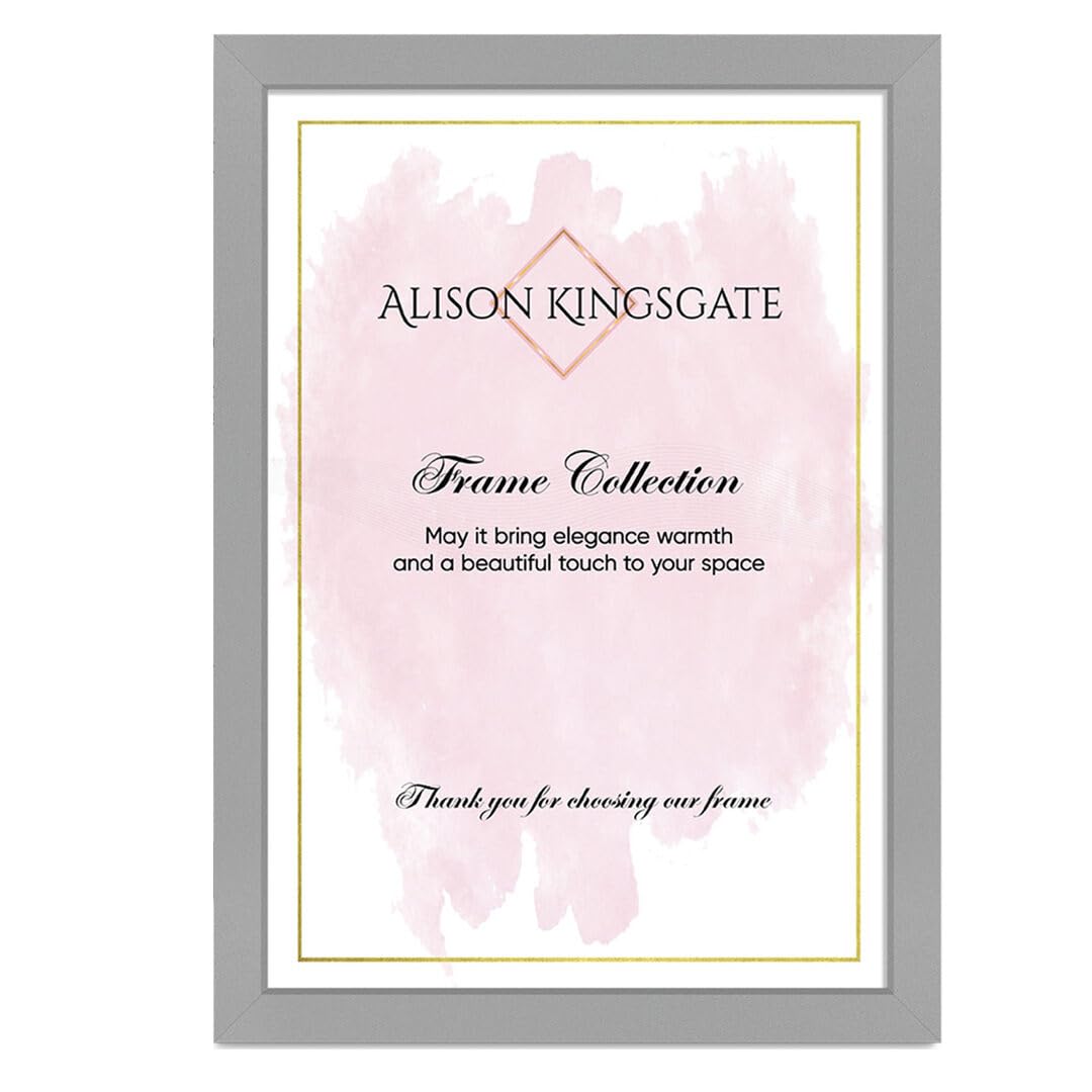 Alison Kingsgate 100X80CM Light Grey Photo Frame – Engineered Wood Picture Frame with Shatterproof Perspex Front – Ideal for Certificates & Artwork – Wall Hanging – Multiple Sizes & Colors Available