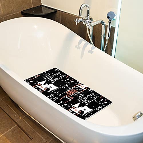 Tapis de bain chat noir Halloween antidérapant 71x40 cm