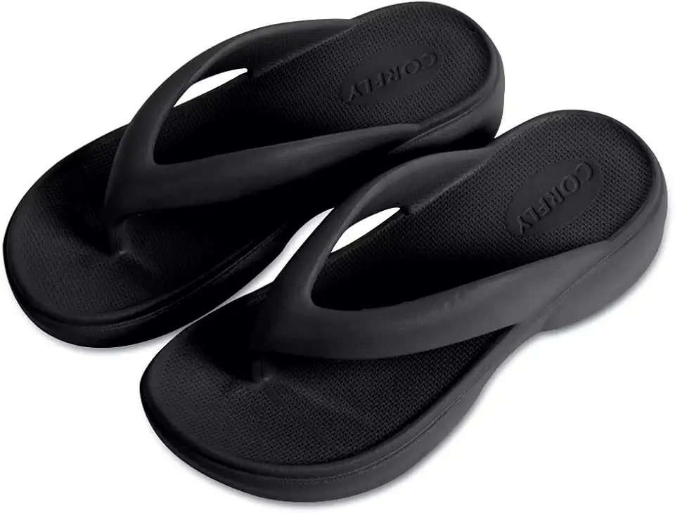 CORFLY Chinelo de Dedo Feminino EVA Premium Nuvem Macio Ortopédico com Salto Anabela Conforto e Estilo