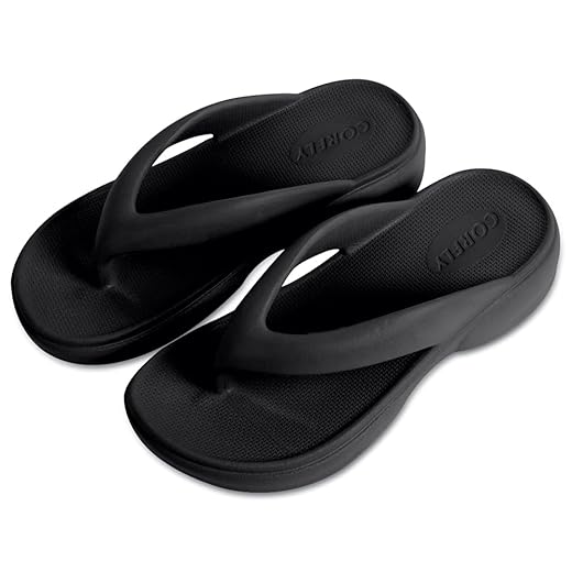 CORFLY Chinelo de Dedo Feminino EVA Premium Nuvem Macio Ortopédico com Salto Anabela Conforto e Estilo