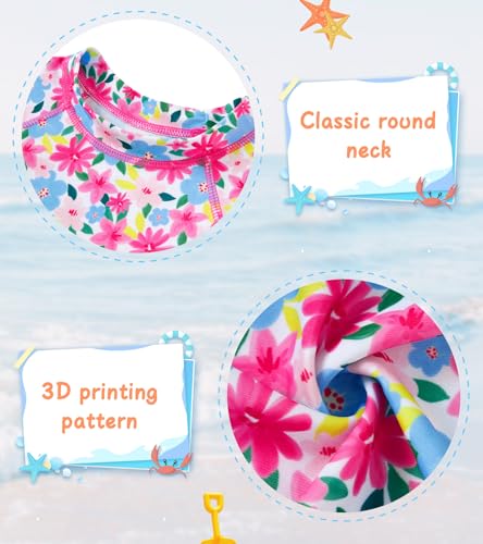 Image of UNIFACO Toddler Girls Swimsuit Rashguard Set Summer Beach Breathable Tankini with UPF 50+ Sun Protection 2-8T