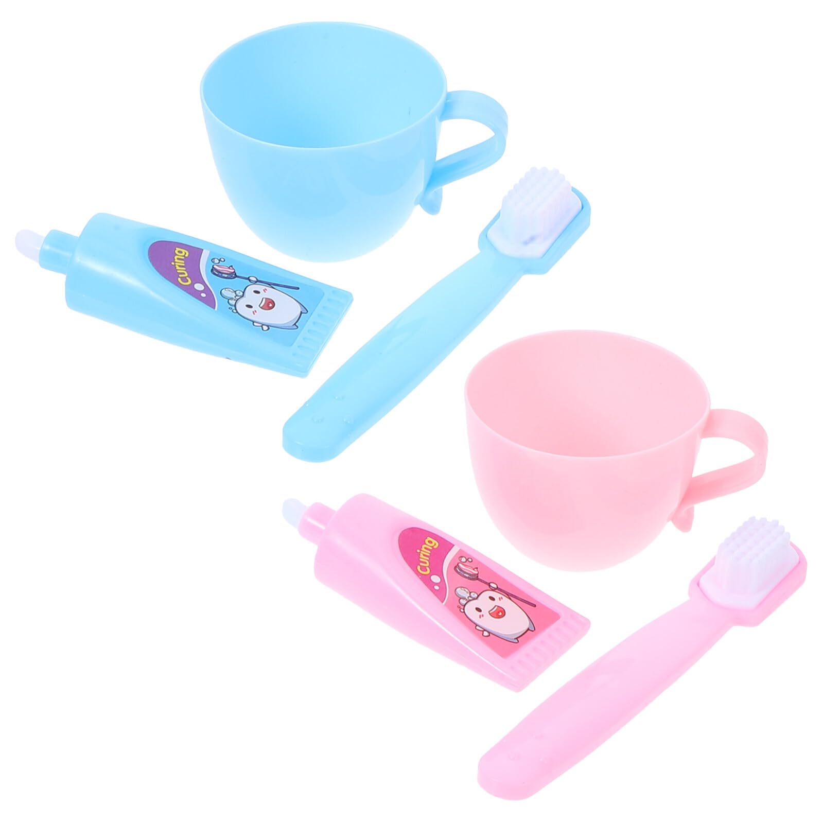 WOONEKY 2sets Doll Bathroom Set Mini Toothbrush and Toothpaste Fun and Educational Doll Accessories for Play and Role-playing Games