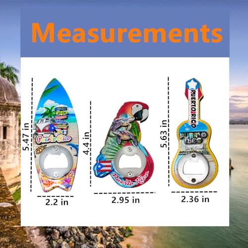 3 imanes decorativos Puerto Rico con abrebotellas miniatura 3