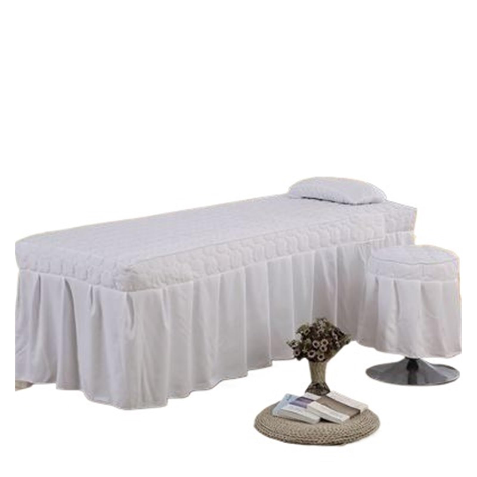 Massage Bed Sheet 2pcs Set Bed Skirt+ Pillowcase SPA Massage Table Cover Sheet Bedskirt with Hole(Color 8,70x190)