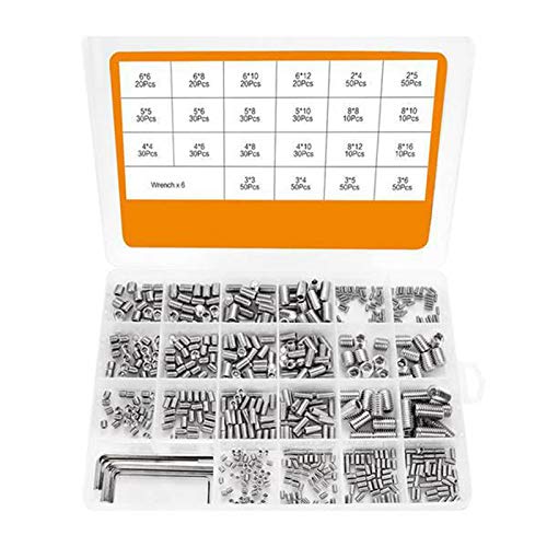 Kcvzitrds 666Pcs Set Screw Hex Hexagon Socket Head Stainless Steel Headless Set Screw Assortment M2 M3 M5 M6 M8 Grub Screw