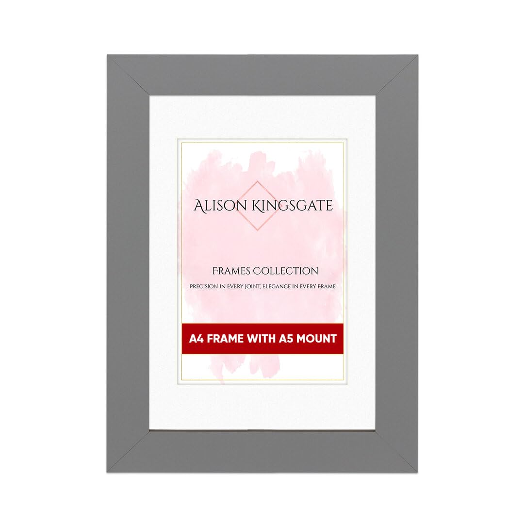 Alison Kingsgate A4 Dark Grey Picture Frame with Mount for A5 Photos