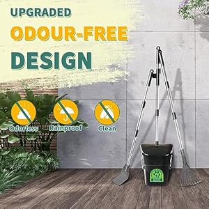 Mayki Upgraded Odorless Pooper Scooper Kit with Swivel Bin  Rake  Spade Long Handle Dog Pooper Scooper with 40 Bag Attachments for Largemediumsmall Dogs Dog Poop Scooper for Yard  Cucciolini Doodles Mayki upgraded odorless pooper scooper kit with swivel bin  rake  spade long handle dog pooper scooper with 40 bag attachments for largemediumsmall dogs dog poop scooper for yard   cucciolini doodles