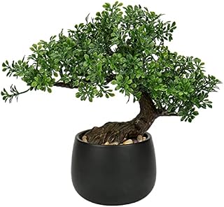 Oairse Sztuczna roślina bonsai, 25 cm, drzewko w doniczce ceramicznej, sztuczne rośliny, Aesthetic, japońska dekoracja bonsai, do salonu, sypialni, łazienki, parapetu, podocarpus