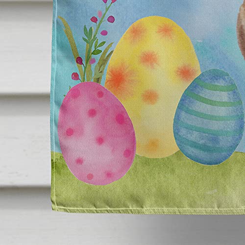 Drapeau teckel décoration Pâques grand format en toile de lin multicolore