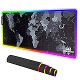 LED World Map Gaming Mouse Pad|Extended RGB Gaming Mouse Mat|LED Animated Mouse Pad w/Waterproof...