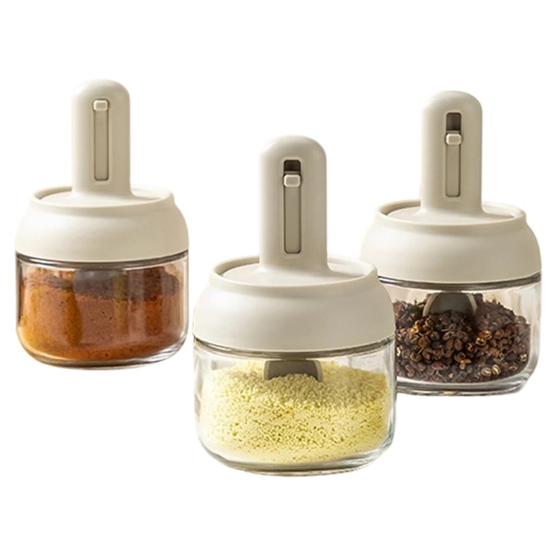 IJSDNVJNDX Salt Jar Seasoning Bottle 280Ml Expandable Lid Sealed Moisture-Proof Pepper Shaker Spice Kitchen Supplies 3pcs Spoon