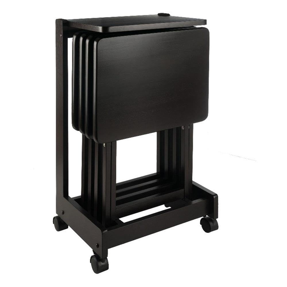 Winsome Brienda Snack Table Set with Flip Top Mobile Stand, for Living Room, Patio, 32", Coffee, Set of 4 Tables