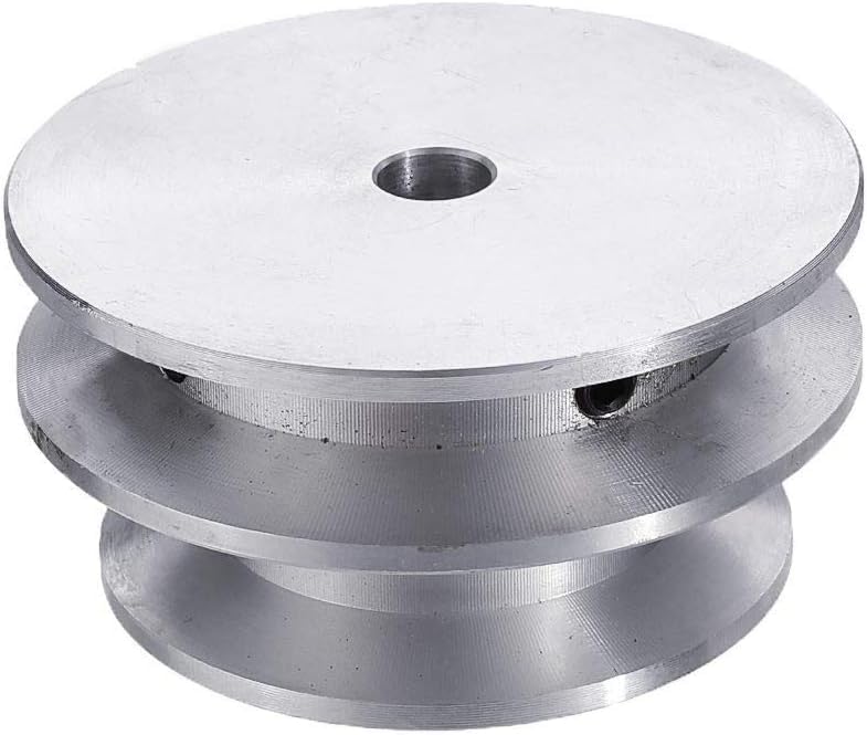 Bloque de polea de grúa, rueda de polea de cuerda, rueda de polea con ranura, 1 pieza de aleación de aluminio con doble ranura, rueda de polea de 50 mm, polea de orificio fijo de 8-20 mm for eje de mo