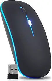 Mouse Sem Fio Óptico 3200dpi Usb Wireless 2.4ghz Recarregável Pc Notebook Computador Tv Smart (Preto)