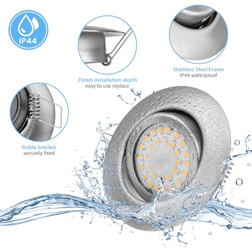 cloksh LED Einbaustrahler 230V Flach Dimmbar LED Spots 6W IP44 Bad Einbauleuchten Deckenspots Deckenstrahler,Neutralweiß 4000K Schwenkbar Einbauspots für Badezimmer Küche Wohnzimmer,12er Set