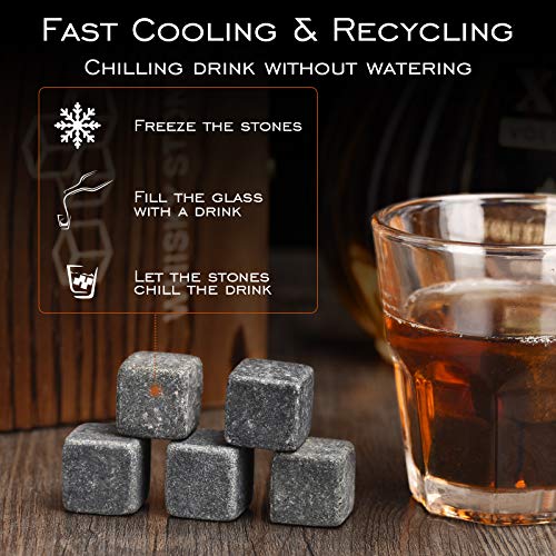 Angde Whiskey Stones, Whiskey Stone Gift Set, 9 Granite Whisky Rocks thumb #3