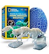 National Geographic Glow-in-The-Dark Dinosaur Skeleton Models Kit – Build Replica Velociraptor &amp; ...