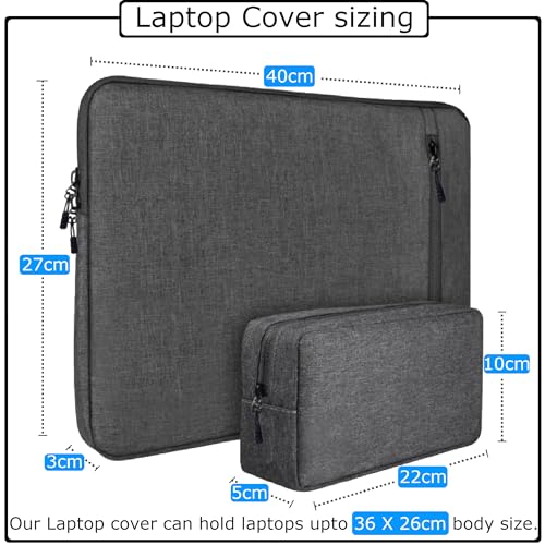 Image of Laptop Sleeve for 15.6 inch Laptop, Set of 2 Grey Fabric Sleeves (15.6)
