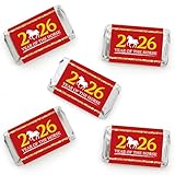 Big Dot of Happiness Chinese New Year - Mini Candy Bar Wrapper Stickers - 2026 Year of the Horse Small Favors - 40 Count