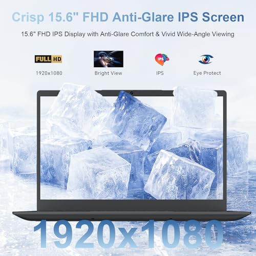 Image of Laptop 15.6 Inch, 12GB RAM Laptops with Pentium Gold 6500Y (Up to 3.4GHz), 128GB SSD, FHD IPS Screen, USB C, USB 3.2, HDMI, WiFi, Lightweight Laptop for Student, Home and Everyday Use