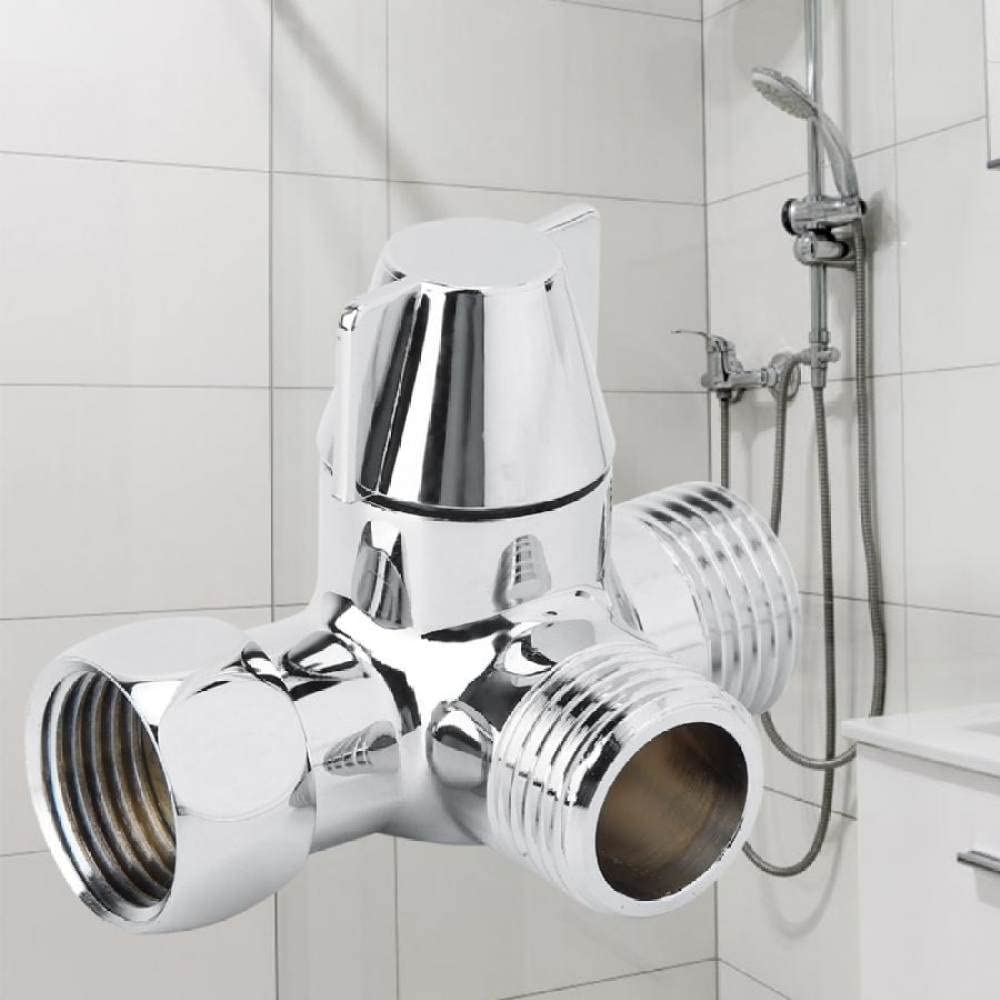 G1/2 "Conector de Ducha de Tres vías Adaptador en Forma de T Válvula desviadora de Agua Ajustable Inodoro Bidet Separador de Agua Grifo Divisor,H Good