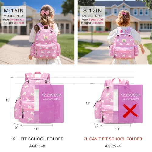 Image of STEAMEDBUN Corduroy Toddler Backpack for Girls 2-4: Kids backpack for Boys Girls - 12 inch Preschool Kindergarten Backpacks - Pink Unicorn