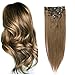 Clip in Hair Extensions, Ash Brown 7 Pieces 70Gram Straight Remy Human Hair Extensions Clip in Double Weft Real Hair Extensions Clip on 15 Inch for Women